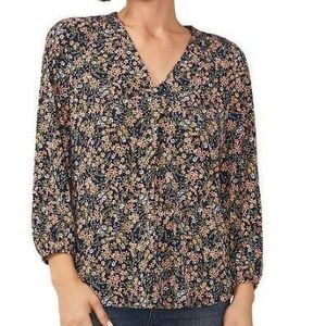 Vince Camuto Multicolor Boho Floral V-Neck Blouse Cottagecore XXL